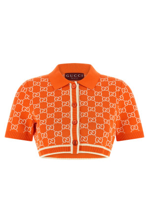 GG jacquard cardigan orange