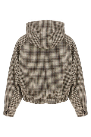 'Shiny Zipper Pull' check jacket Beige