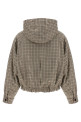 'Shiny Zipper Pull' check jacket Beige