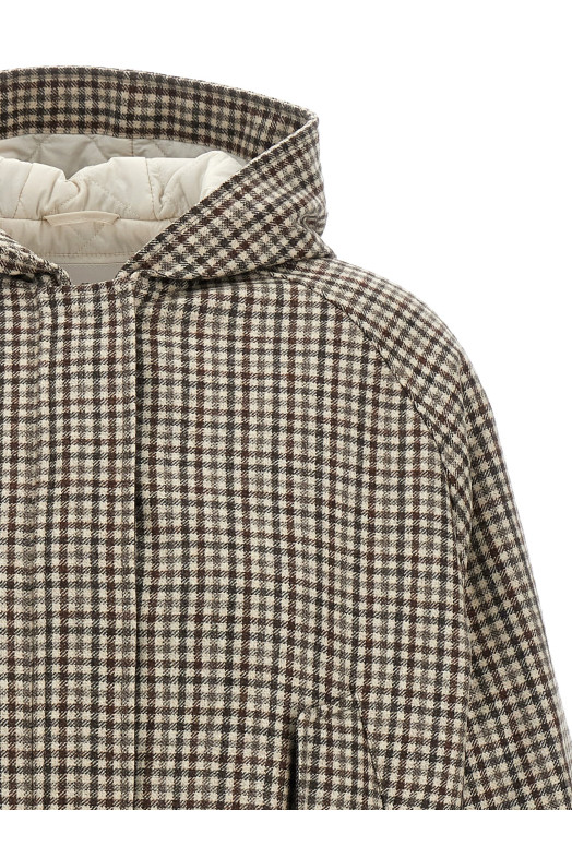 'Shiny Zipper Pull' check jacket Beige