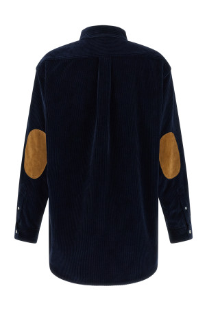 Velvet and leather shirt Blue