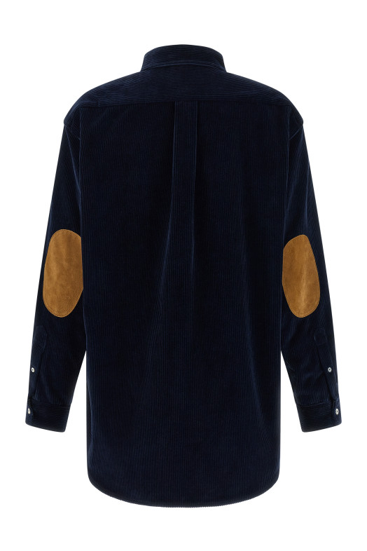 Velvet and leather shirt Blue