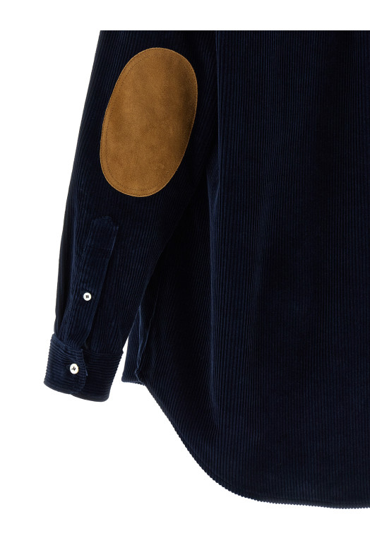 Velvet and leather shirt Blue