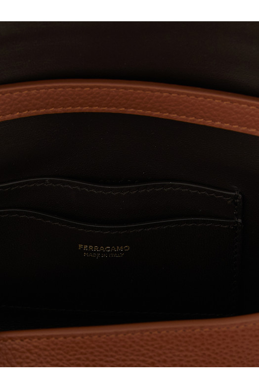 'Double Gancini' mini crossbody bag Brown