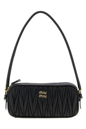 Matelassé nappa pouch Black