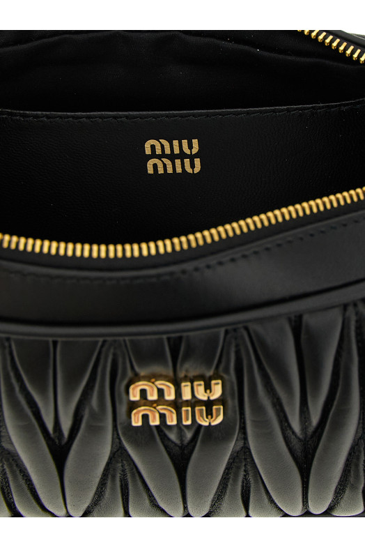 Matelassé nappa pouch Black