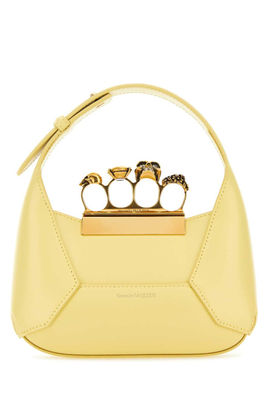 Pastel yellow leather mini Jewellered Hobo handbag ALEXANDER MCQUEEN (731136DYTAA)