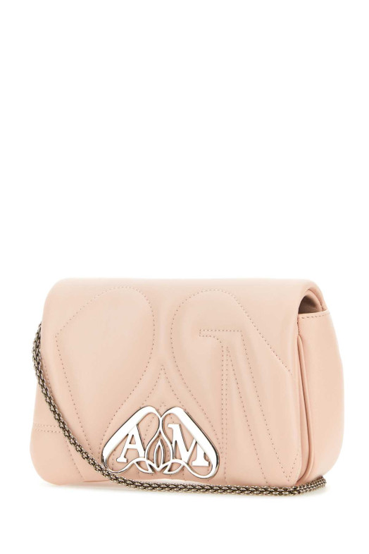 Pastel pink leather mini Seal clutch ALEXANDER MCQUEEN (7770111BLE2)