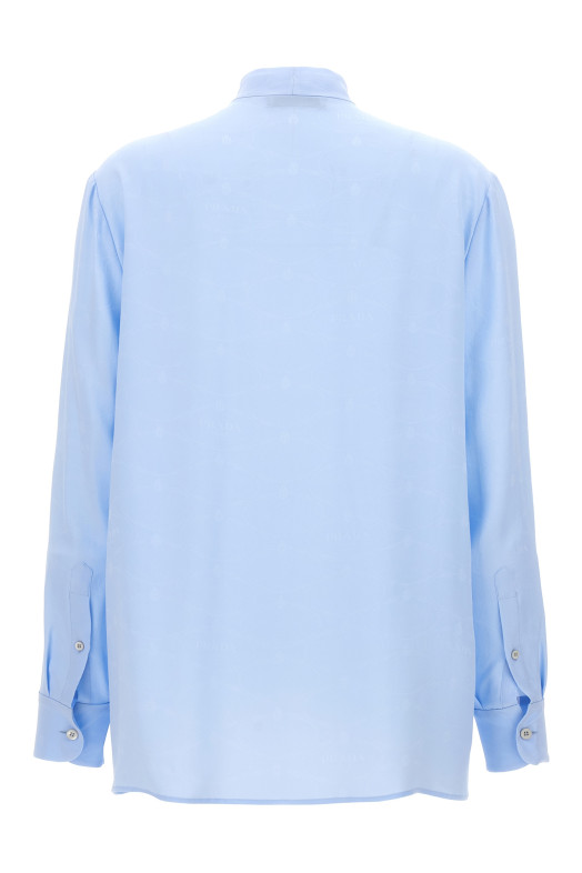 Футболка з логотипом, світло-блакитна PRADA (P466G13BDF0076) Футболка з логотипом, світло-блакитна PRADA (P466G13BDF0076)