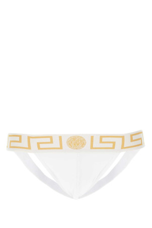 White stretch cotton jockstrap VERSACE (AUU01017A232741)