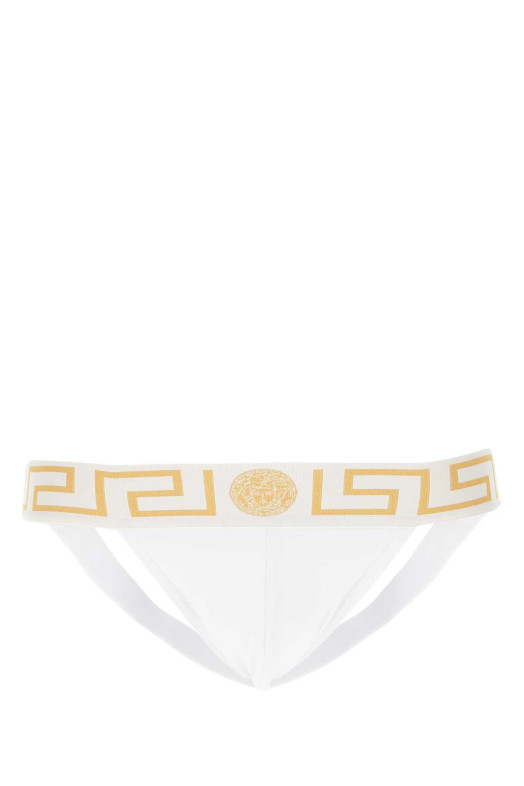 White stretch cotton jockstrap VERSACE (AUU01017A232741)