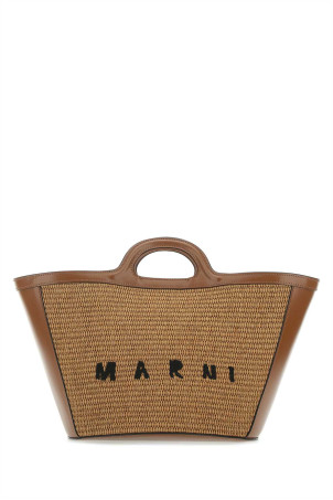 Two-tone leather and raffia small Tropicalia Summer handbag MARNI (BMMP0068Q0P3860)