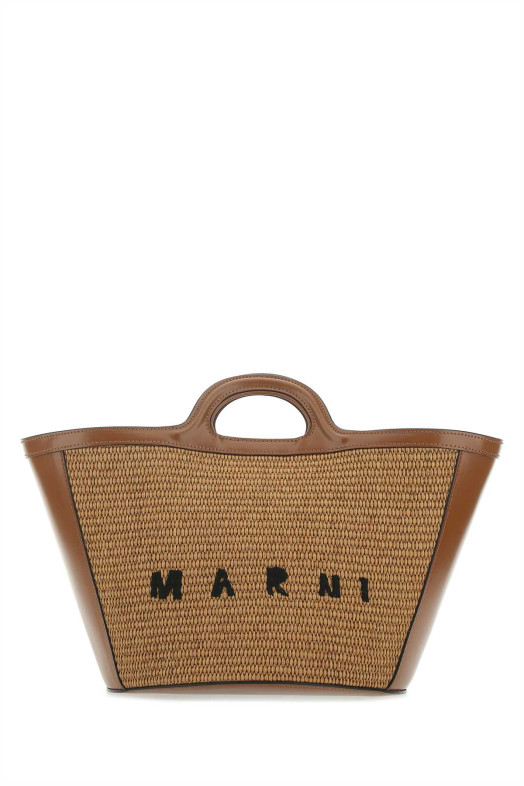 Two-tone leather and raffia small Tropicalia Summer handbag MARNI (BMMP0068Q0P3860)