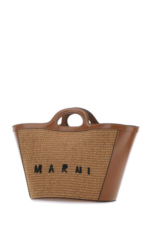 Two-tone leather and raffia small Tropicalia Summer handbag MARNI (BMMP0068Q0P3860)