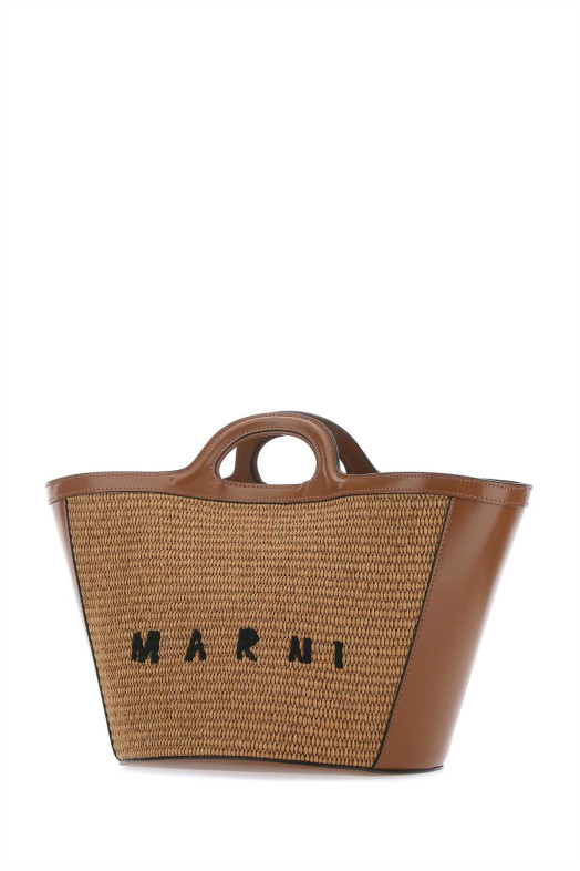 Two-tone leather and raffia small Tropicalia Summer handbag MARNI (BMMP0068Q0P3860)