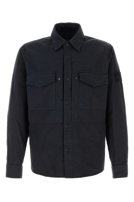 Navy blue cotton blend shirt Black STONE ISLAND (L1S151200012S0F36)