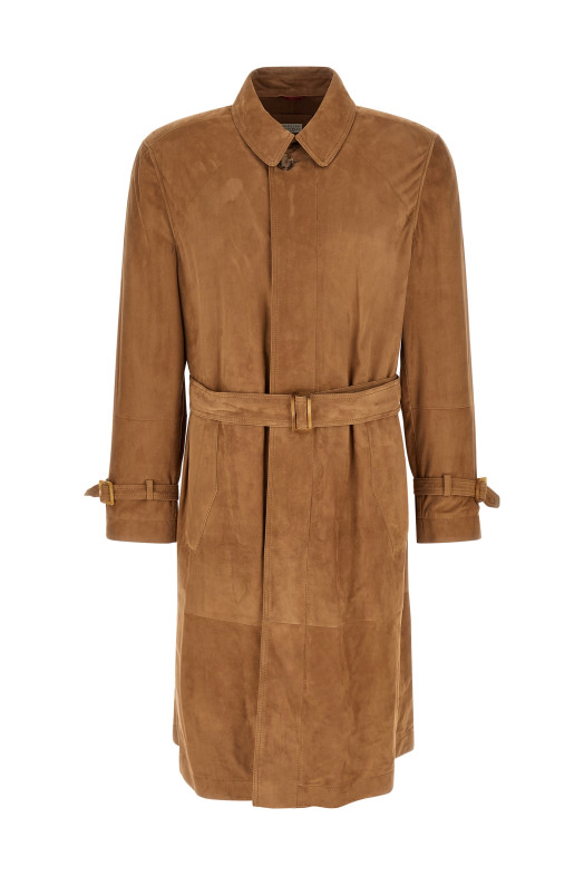 Suede trench coat Beige