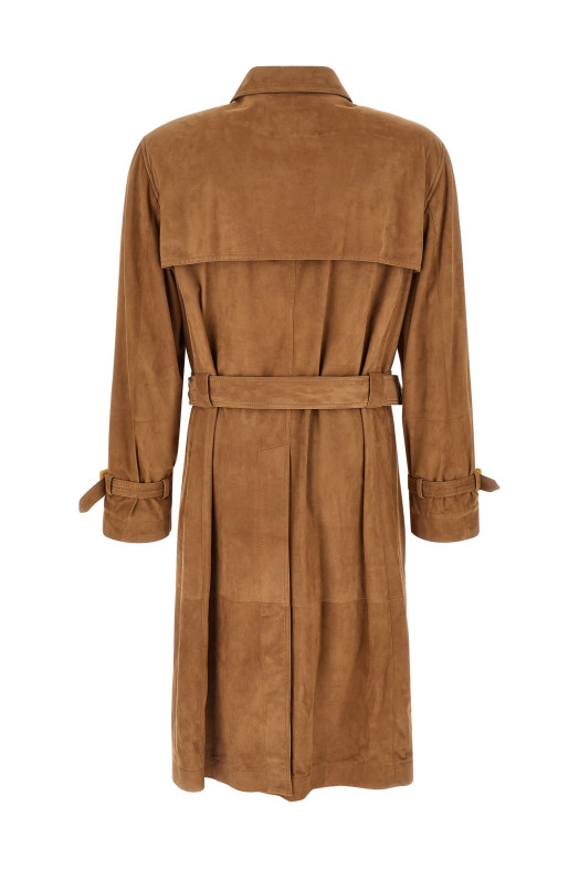 Suede trench coat Beige