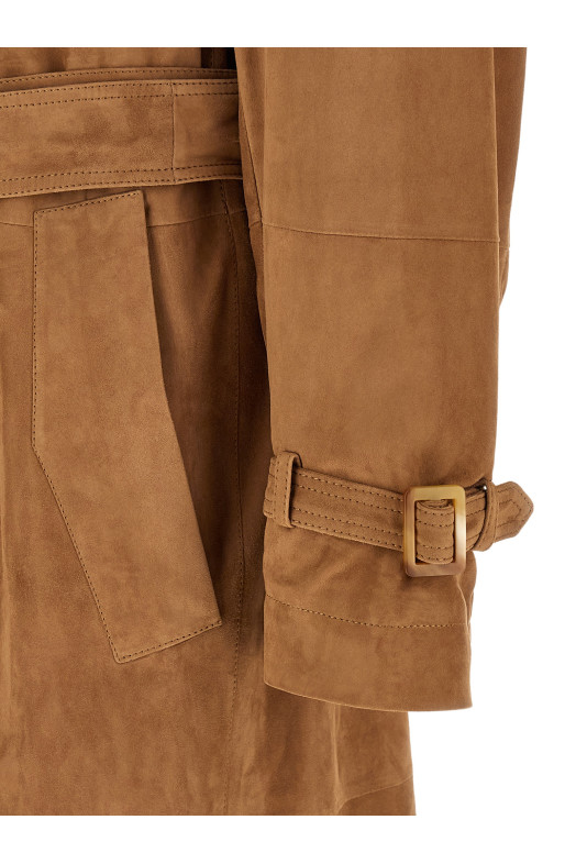 Suede trench coat Beige