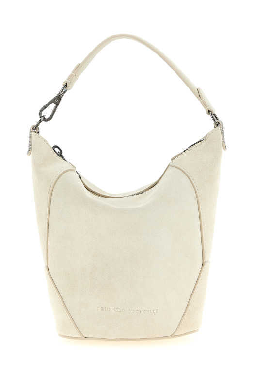 Suede handbag White
