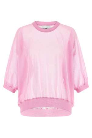 Semi-sheer cotton sweater Pink