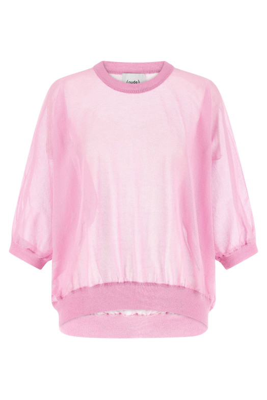 Semi-sheer cotton sweater Pink