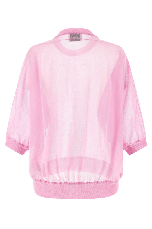 Semi-sheer cotton sweater Pink