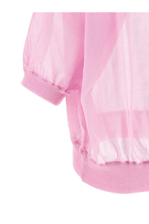Semi-sheer cotton sweater Pink