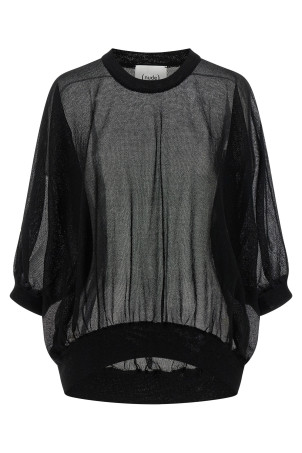 Semi-sheer cotton sweater Black