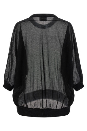 Semi-sheer cotton sweater Black