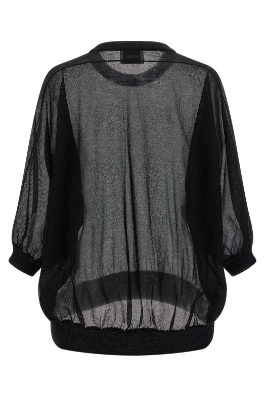 Semi-sheer cotton sweater Black