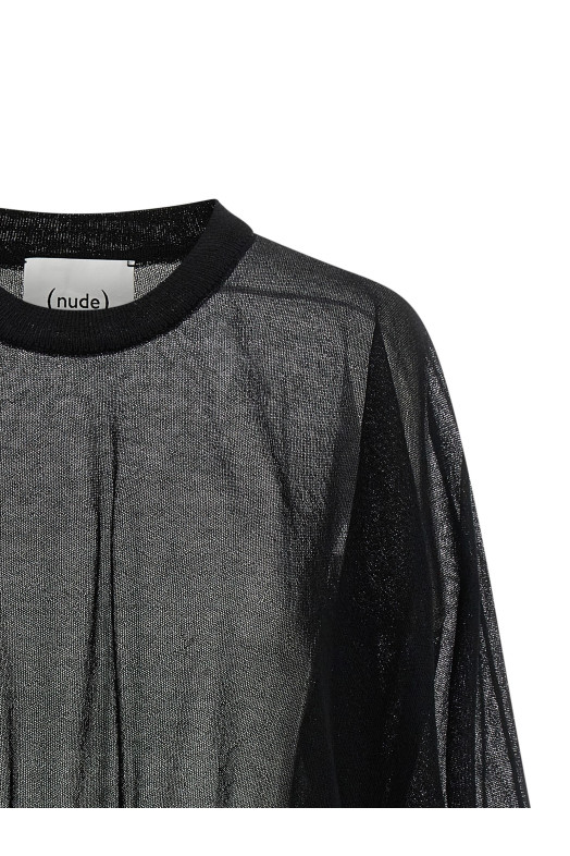 Semi-sheer cotton sweater Black