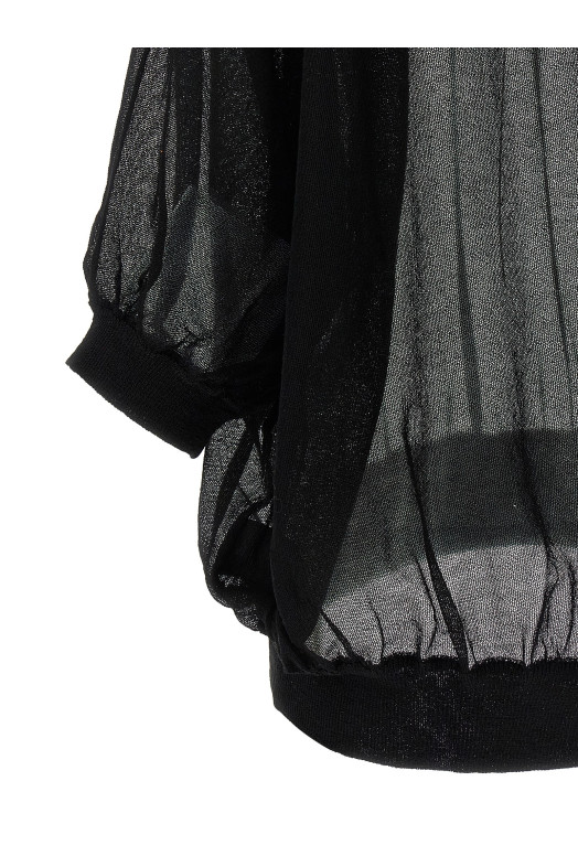 Semi-sheer cotton sweater Black