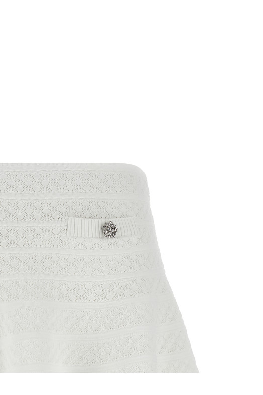 'Pointelle knit' mini skirt White
