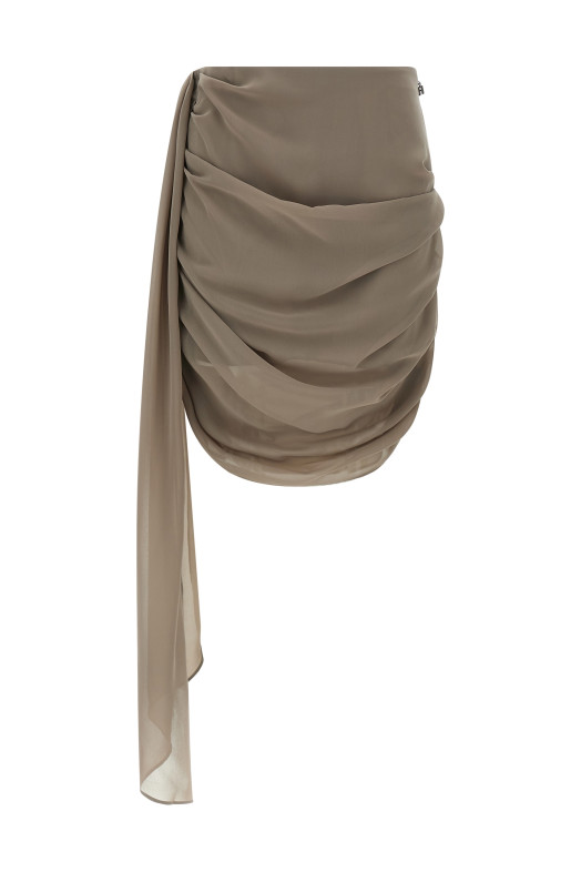 'Chiffon Draped' mini skirt Beige