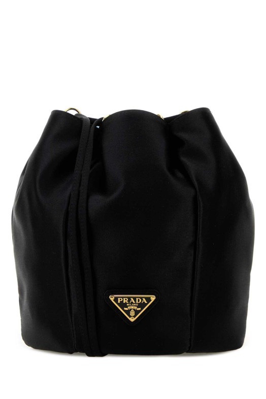 Black satin bucket bag Black PRADA (1BE103AC4)