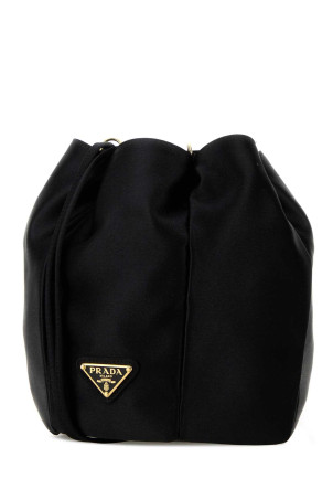 Black satin bucket bag Black PRADA (1BE103AC4)