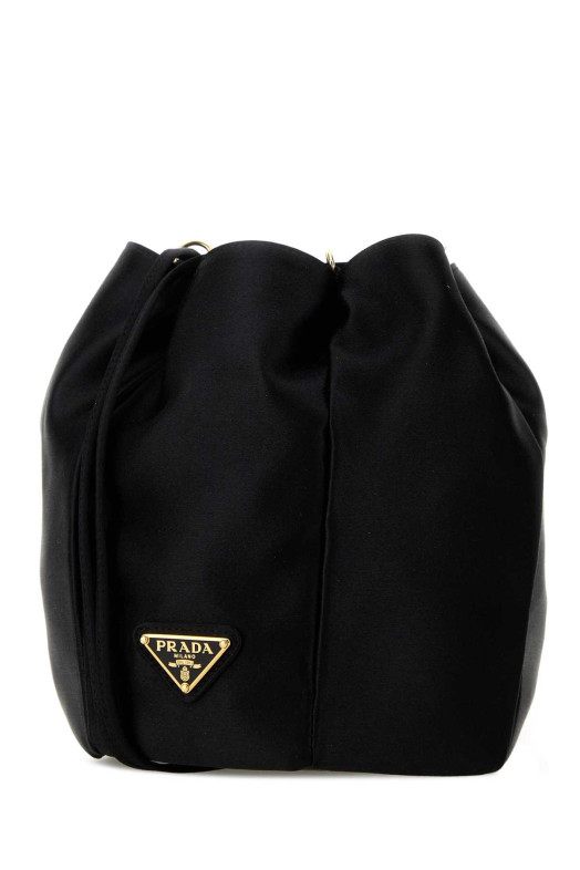 Black satin bucket bag Black PRADA (1BE103AC4)