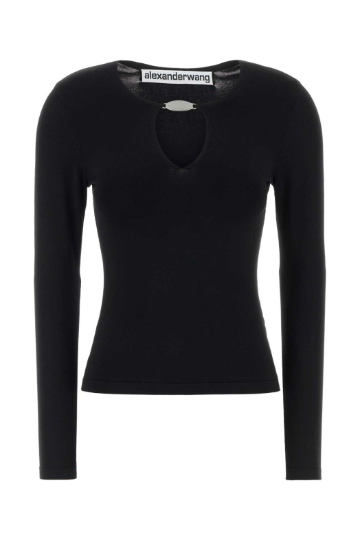 Black stretch viscose blend t-shirt ALEXANDER WANG (1KC1261095)