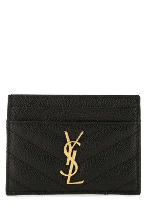 Black leather card holder Black SAINT LAURENT (423291BOW01)