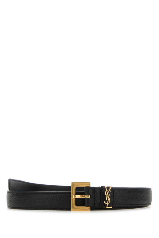 Black leather Cassandre belt Black SAINT LAURENT (554465DTI0W)