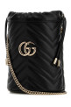 Black leather small GG Marmont bucket bag Black GUCCI (575163AAET8)