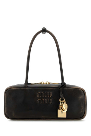 Dark brown leather shoulder bag MIU MIU (5BB173VOTMAF6P)