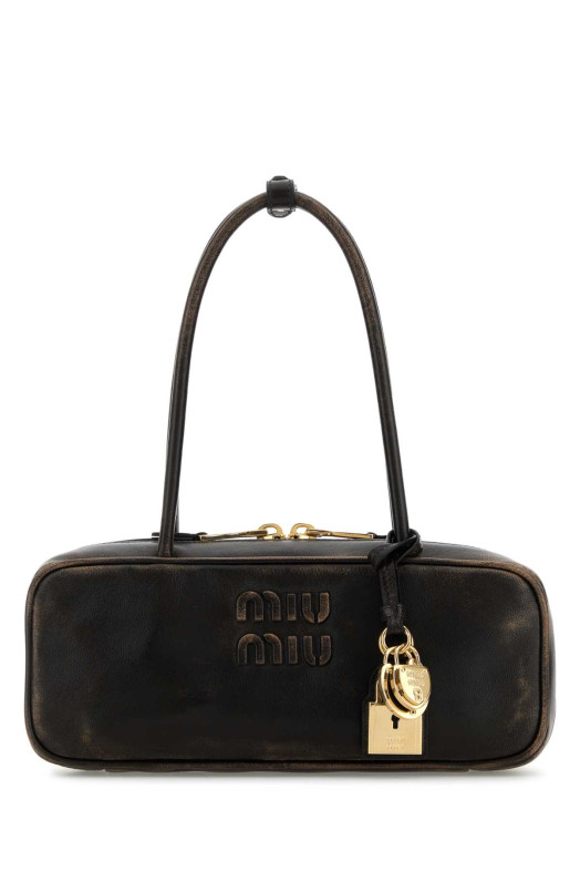 Dark brown leather shoulder bag MIU MIU (5BB173VOTMAF6P)