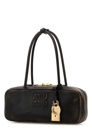 Dark brown leather shoulder bag MIU MIU (5BB173VOTMAF6P)