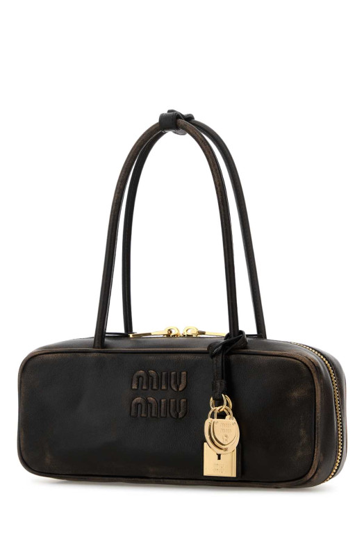 Dark brown leather shoulder bag MIU MIU (5BB173VOTMAF6P)