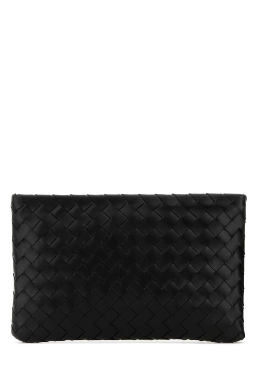 Black leather medium clutch Black BOTTEGA VENETA (742972VCPP9)