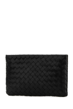 Black leather medium clutch Black BOTTEGA VENETA (742972VCPP9)