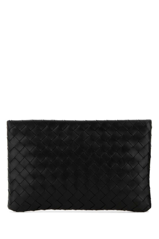 Black leather medium clutch Black BOTTEGA VENETA (742972VCPP9)