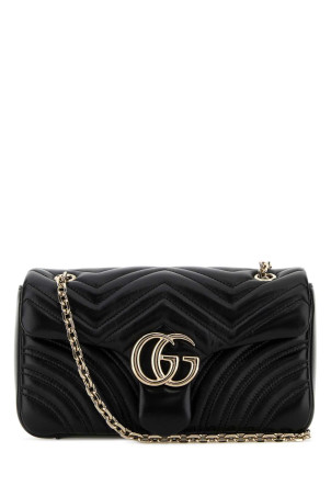 Black nappa leather medium GG Marmont shoulder bag Black GUCCI (837267AAE38)